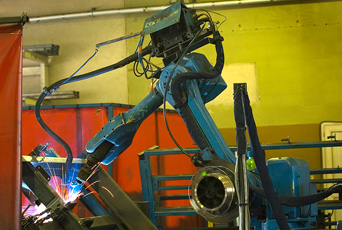 Robot efficiency guarantees the quality of welds on our products.